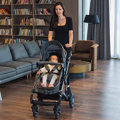 Coolshare Baby Stroller For Toddler, Foldable Aluminum Alloy Pushchair With Adjustable Backrest, 2 In 1 High Landscape Convertible Reversible Bassinet Pram For Infant & Toddler,3D Suspension（0-18M） #TOP1