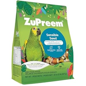 ZuPreem Sensible Seed Bird Food, Amazon, Cockatoo, Macaw, Bird Seed and Pellets Blend, ZuPreem Feed Mixer Topper, Enriching Variety, Made in USA, Macaw Food, (Large, 2 lb bag)