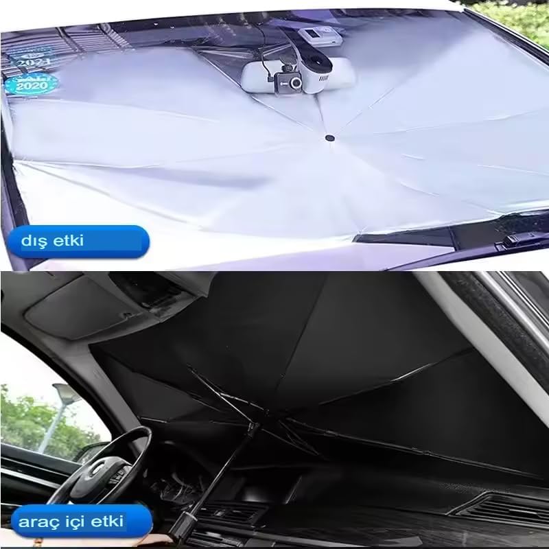 Hoala Hoala Araç İçi Ön Cam Güneşliği, Katlanabilir Şemsiye Şeklinde Otomobil Ön Cam Güneşliği,%99 Etkin Koruma, Otomobil, SUV, (140 X 79 CM) - Görsel 6