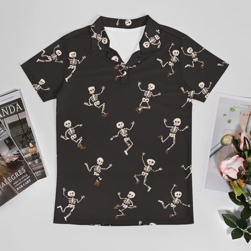 Boys' Classic Polo Shirts Short Sleeve Moisture-Wicking Golf & Tennis Shirts for Youth Teens Interesting Skull3
