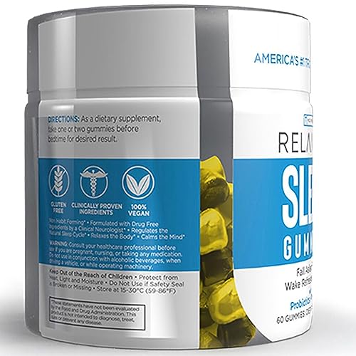 Relaxium Sleep Gummy, Sleep Aid Support, 2.5 mg Melatonin, Vitamin D-3, Exclusive Prebiotic & Probiotic Blend, Gluten and Drug Free, Vegan, Lemon Flavor, 60 Gummies