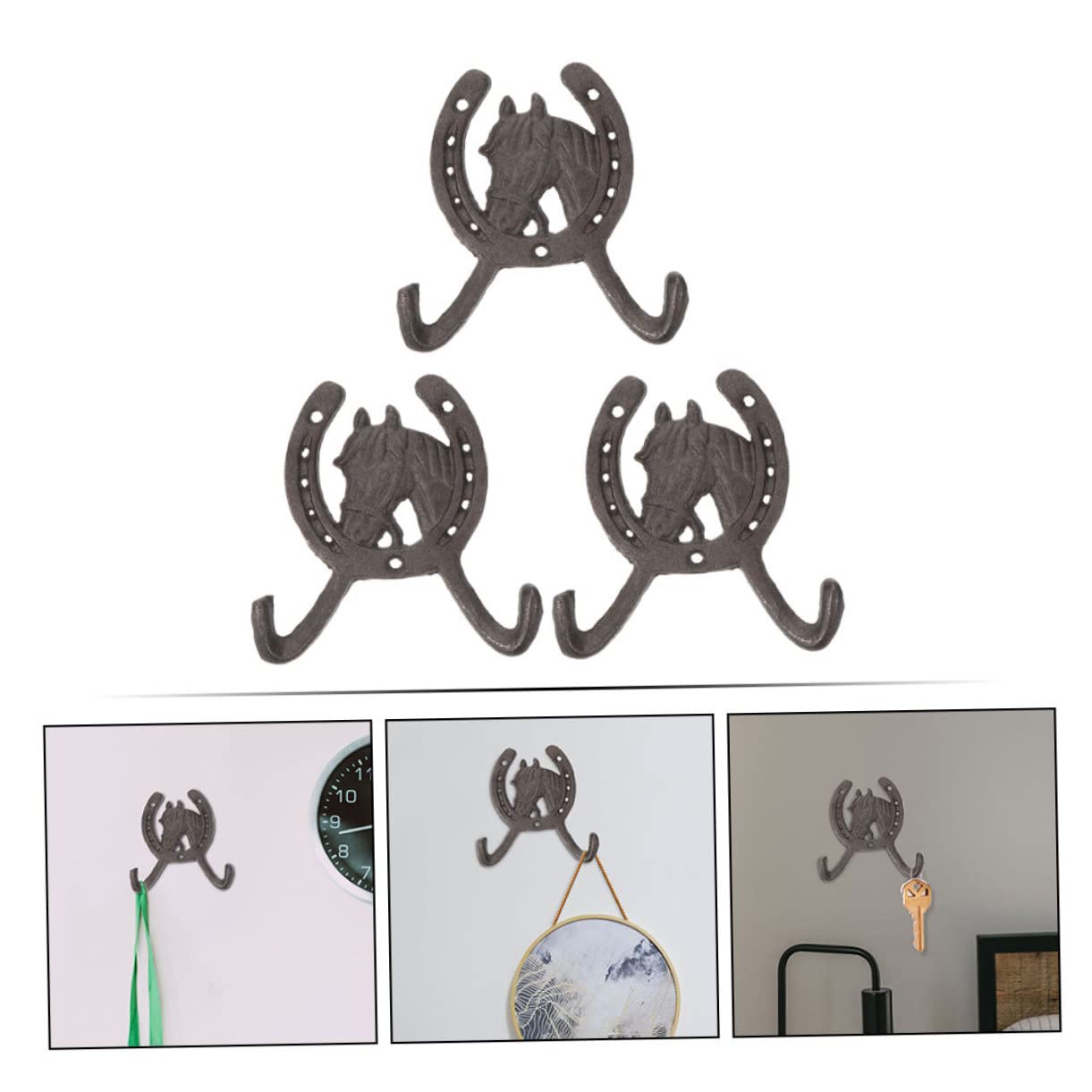 3 Stück Hufeisenförmige Wandhaken aus Eisen Einfache Montage Langlebige Haushaltshaken für Küche und Schlafzimmer Praktische Kleiderhaken im Schlichten Stil