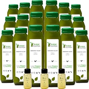 Celery Juice Cleanse by Raw Fountain, All Natural Raw, Cold Pressed Juices, Morning Detox Cleanse, 18 Bottles 12oz, 3 Bonus Ginger Shots