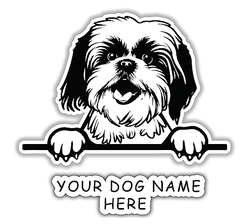 Customize Pet Sticker Decal With Your Dog Name | Custom Drawn Pet Decals For Your Car, Truck, SUV, Window, Laptop, Water Bottles, Phones And Wall 5 Inch (shih tzu)