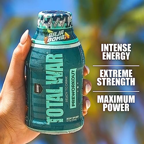 Redcon1 Total War Ready To Drink Preworkout, Green Apple - 350Mg Of Fast Acting Rtd Caffeine - Beta Alanine + Citrulline Malate For Increased Pump - Keto Friendly Workout Drink (12 Servings) #TOP2