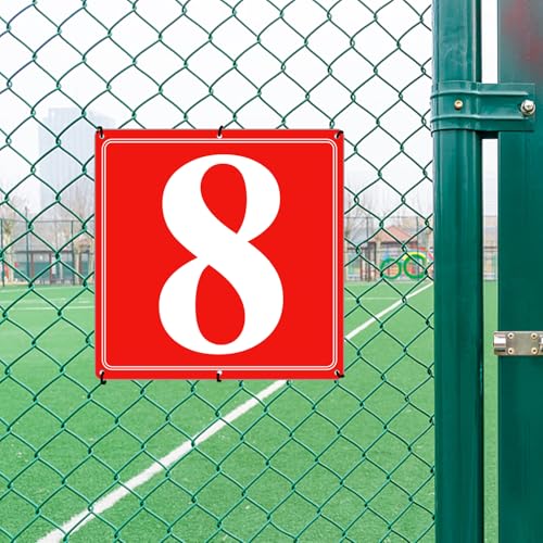 Image of Premium Aluminum Number Signs 8, Metal 12 inch X 12 inch Red Numbered Signs Outdoor for Parking Lots, Floor, Dock, Court, Aisle, Field, High Visibility, No Fade, Weather-resistant