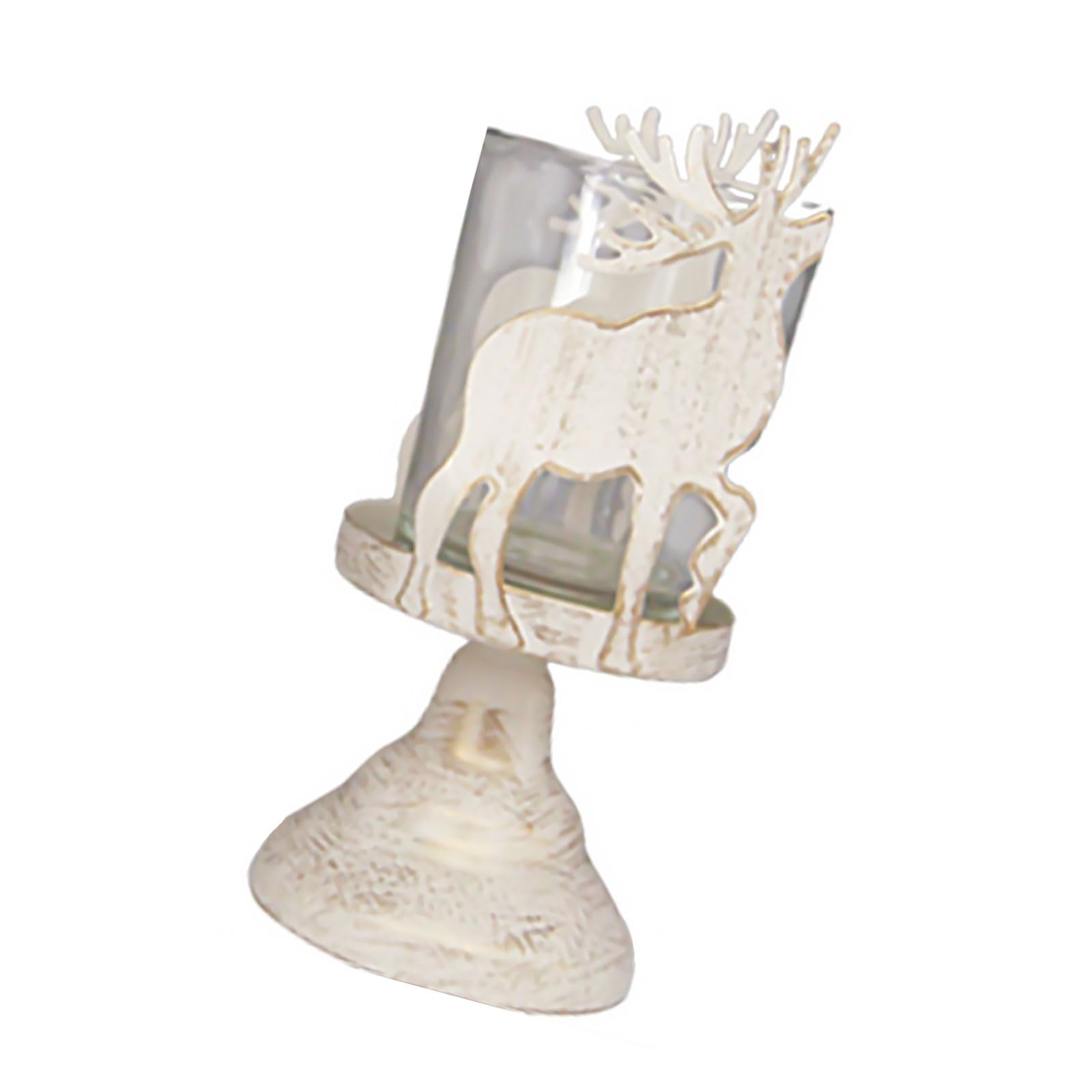 Pangboer White Christmas Deer Unique Candleholder Decorative Candlestick Elegant Metal Holder For Christmas Dining Candlelighting Holder