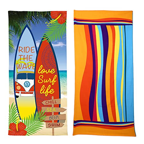 Liomind 2 Pack Palm Leaf Beach Towels 28”X60” For Kids Men Women Girls Boys #TOP2