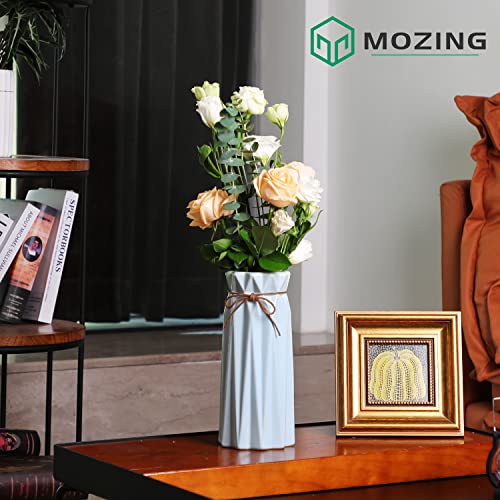 Mozing Ceramic Flower Vase For Home Decor - Modern 9.8 Inch Tall Decorative Vases For Flowers - Shelf, Table Centerpieces, Kitchen Unique Decor For Rustic Farmhouse Living Room, Gift (Blue) #TOP3