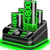 Rysker 4x4800mWh Rechargeable Battery Pack for Xbox with Charger, Controller Batteries Pack with Charging Station for Xbox One/S/X/Elite Controllers Interactive Gaming Figures
