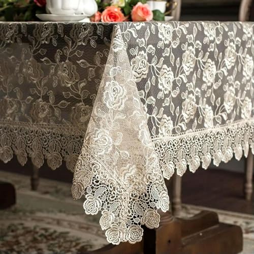 Nappe rectangulaire en dentelle brodée pour embellir table et mariage - 2