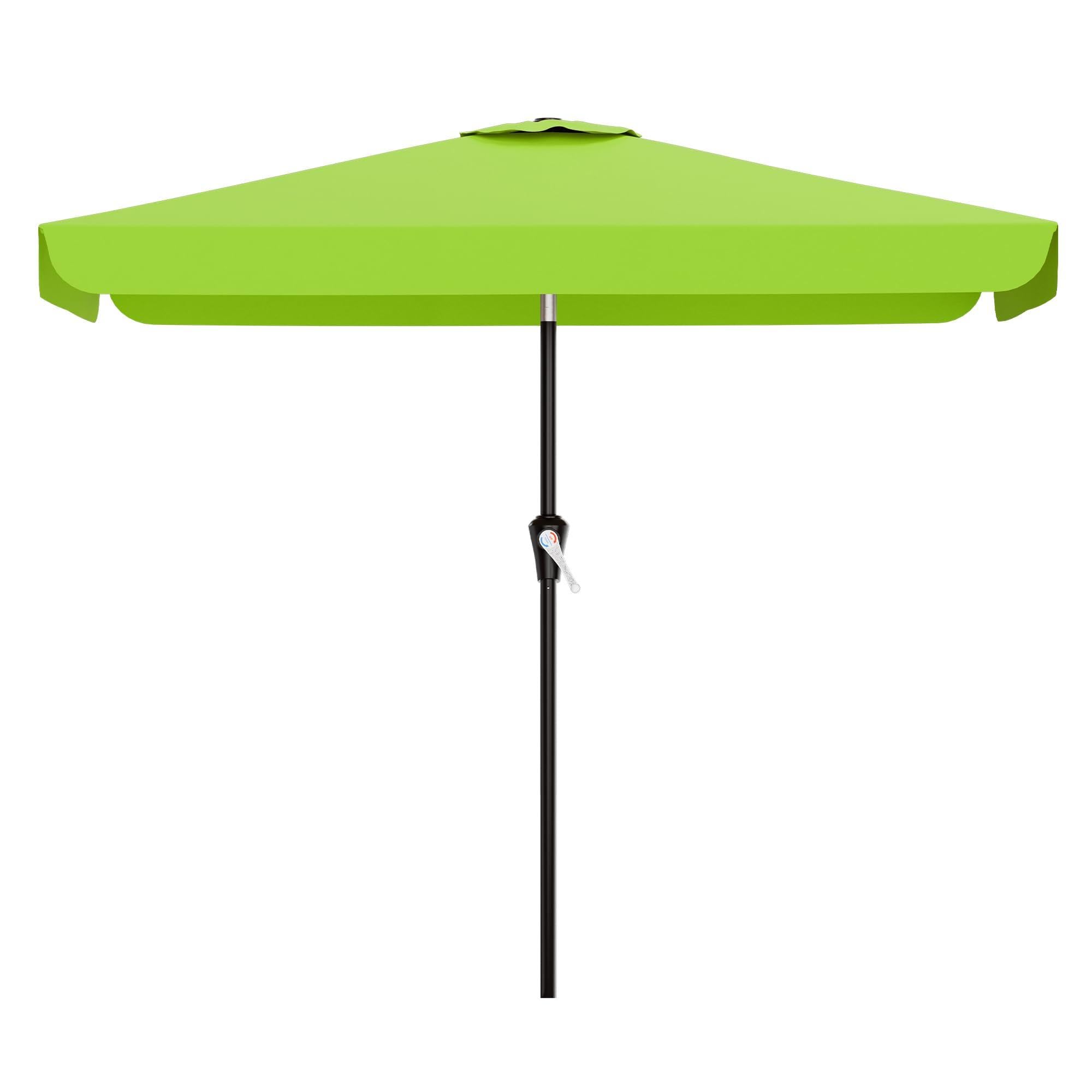AreShark 6.5 x 10 FT Rectangular Valance Patio Umbrella, Outdoor Umbrella with Tilt and Crank, Market Table Umbrellas W/ 6 Ribs UV Protection for Garden, Deck, Backyard Pool, Apple Green