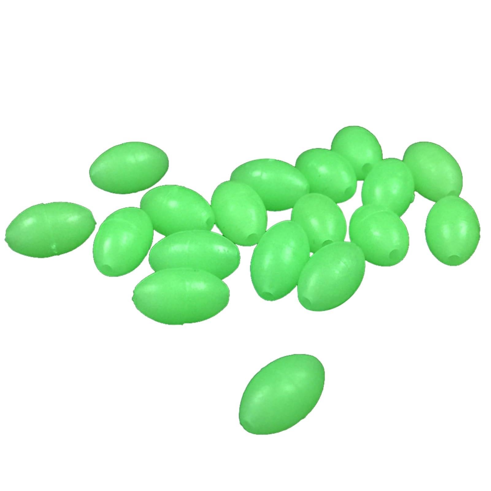matumou 100Pcs Oval Luminous Glow in Dark Rig Beads Sea Fishing Lure Floating Tackles