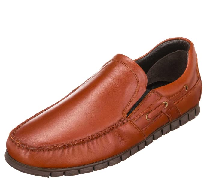 DALGALA Men's Hazelnut Big Size Handmade Leather Penny Loafers Casual Shoes Driving Loafers Slip On Shoes