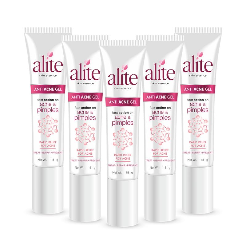 Alite Anti Acne Gel Enriched with Pear Juice Ferment Filtrate & Soybean Seed Extract for Oil Control, Acne Scar Treatment for Oily & Sensitive Skin Pack of 5 (15g each)