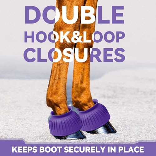 Image of Abbylike Bell Boots for Horses 1 Pair /2 Pair Available, Protect Against Hoof Impact Trauma, Rubber Bell Boots Horse Care for Turnout, No Rub Design Wrap Hook and Loop