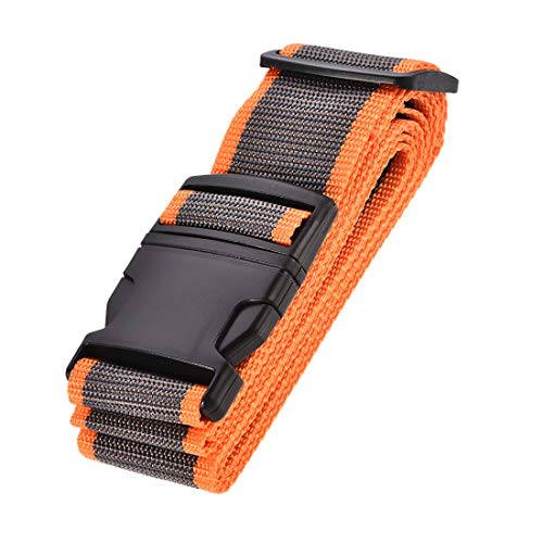 Image of uxcell Luggage Strap Suitcase Belt with Buckle Label, 2x78 2Mx5cm Adjustable PP Travel Bag Packing Accessory, Orange Gray