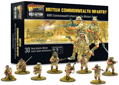 Warlord Games British Commonwealth Infantry – 28 mm Skala Kunststoff-Miniaturen für Bolzenaktion detaillierte Miniaturen aus dem 2. Weltkrieg für Tisch-Kriegsspiele