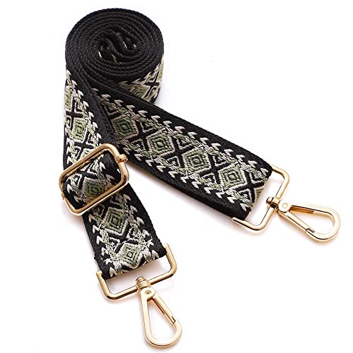 Image of Purse Straps Replacement Wide Crossbody Shoulder Strap for Bags Purse Extender Accessories Guitar Straps, Gold Buckle-145, 1.5inch, Canvas,Simple