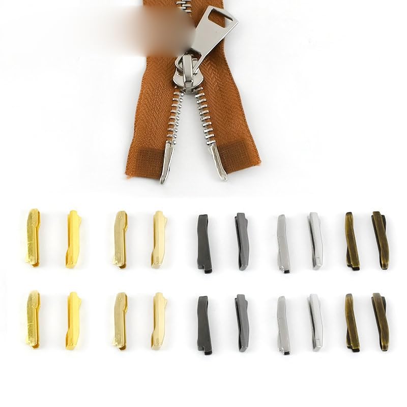 20/50 Sets Metall-Reißverschlussstopper 3# 5# 8# 10# Tasche Kleidung Abschließbarer Reißverschlussschieber Endverschluss Nähen Reparaturset DIY-Hardware-Zubehör-ZA162-Gold, Nr. 10, 50 Sets