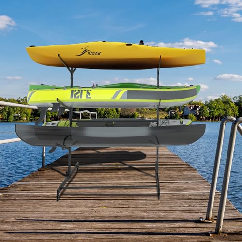 RELIANCER Freestanding Kayak Storage Rack w/Wheels,Adjustable 3-Layer Storage Rack for 6 Kayaks,SUP,Surfboard & Paddleboard,Indoor & Outdoor Canoe and Kayak Holder,for Boat Dock,Garage,Seaside,Marina by RELIANCER - Image 9
