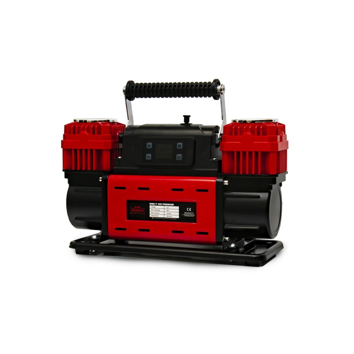 Dragon Winch Compresor de Aire 12V 150 PSI / 10,3 BAR 300 L/min | Inflador Portátil Profesional con Manómetro Digital y 3 Boquillas | Para Coche, Moto y 4x4 y Herramientas Neumáticas