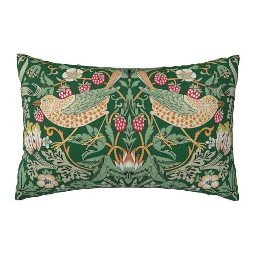 Keebik William Morris Strawberry Thief Design Throw Pillow Covers Decorative Outdoor Soft Pillowcases Home Decor Living Room Cushion Case for Bed Couch Car 12x20 Inch โ image 1