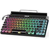 Retro Typewriter, Wireless Mechanical Keyboard with Blue Switches & Backlit