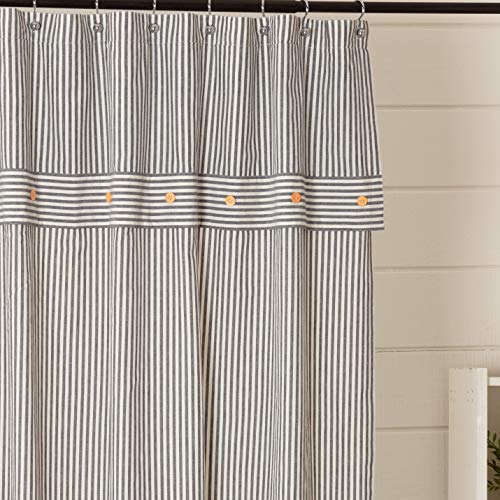 Piper-Classics-Farmhouse-Ticking-Stripe-Gray-Shower-Curtain-72-x-72-Farmhouse-Bathroom-Accent Piper Classics Farmhouse Ticking Stripe Gray Shower Curtain 72 x 72 Farmhouse Bathroom Accent