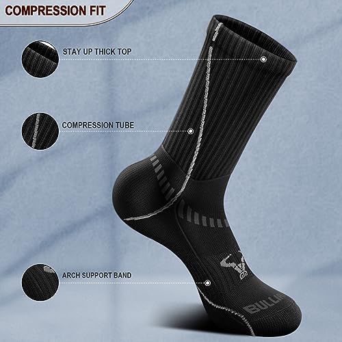 BULLIANT Men Athletic Socks, Compression Sports Crew Socks Cushioned For Men Outdoor Running Hiking-Arch Compression Support4