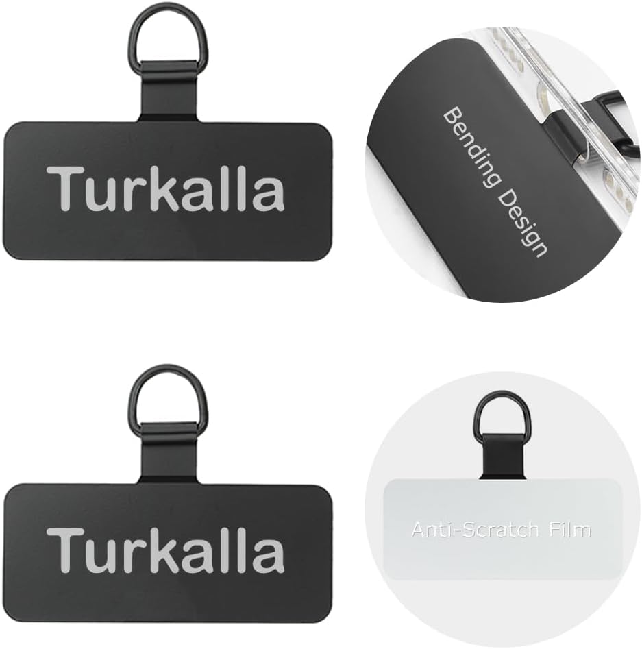 3 Hooks Phone Lanyard Tether Tab, 0.2mm Ultra-ThinStainless Steel Universal Patch with 3 D-Rings, 360°Rotating & Foldable for Multiple Straps & Phones(P)