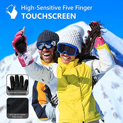 Image of Ski Gloves,Snow Gloves Waterproof Winter Warm Cold Weather Touchscreen Gloves for Parent& Child Kids Skiing,Snowboarding