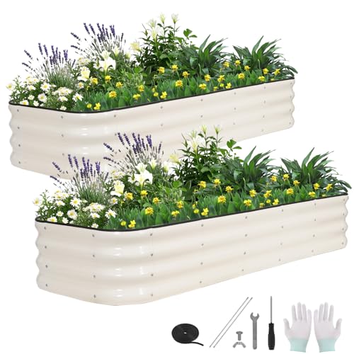 BIRDSINYARD 4 in 1 Galvanized Raised Garden Bed - 6x2x1ft