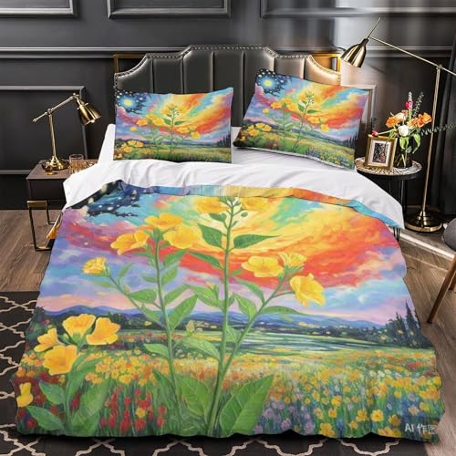 Parure de lit chèvrefeuille 3D 200x200 microfibre avec taies - 4