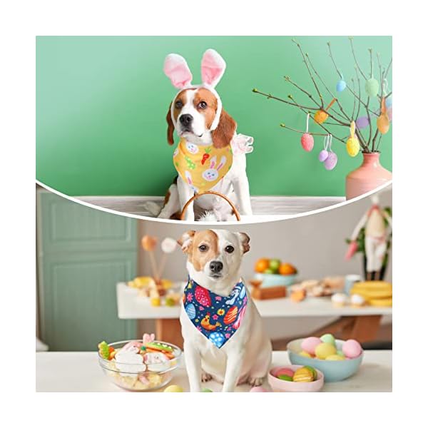 50 pieces easter dog bandanas bulk dog kerchief set bibs triangle dog scarf dog bandanas with easter egg rabbit carrot patterns for easter party pet costume accessories decoration - image 7