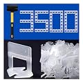 Tile Leveling System Clips Tiles Leveler Spacers Tile Clips 1/8 inch Tile Spacer 3500 Piece and 16 oz Rubber Mallet Hammer .Tile Tools Set for Professional Ceramic and Stone Installation