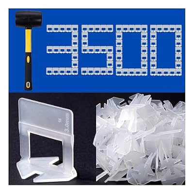 Tile Leveling System Clips Tiles Leveler Spacers Tile Clips 1/8 inch Tile Spacer 3500 Piece and 16 oz Rubber Mallet Hammer .Tile Tools Set for Professional Ceramic and Stone Installation