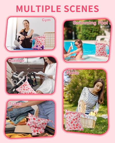 Image of babygoal Wet Dry Bags for Baby Cloth Diapers, Washable Travel Bags, Beach, Pool, Gym Bag for Swimsuits & Wet Clothes with 2 Pockets 3 Pack LN02-IN