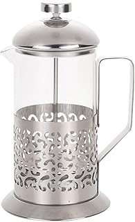 Cafetière Française, Machine À Café Française en Acier Inoxydable 600 ML, avec Filtre, Verre Borosilicate Épais Intégré, Peut Être Utilisée pour Les Cafetières À La Maison Et Au Bureau,500ml