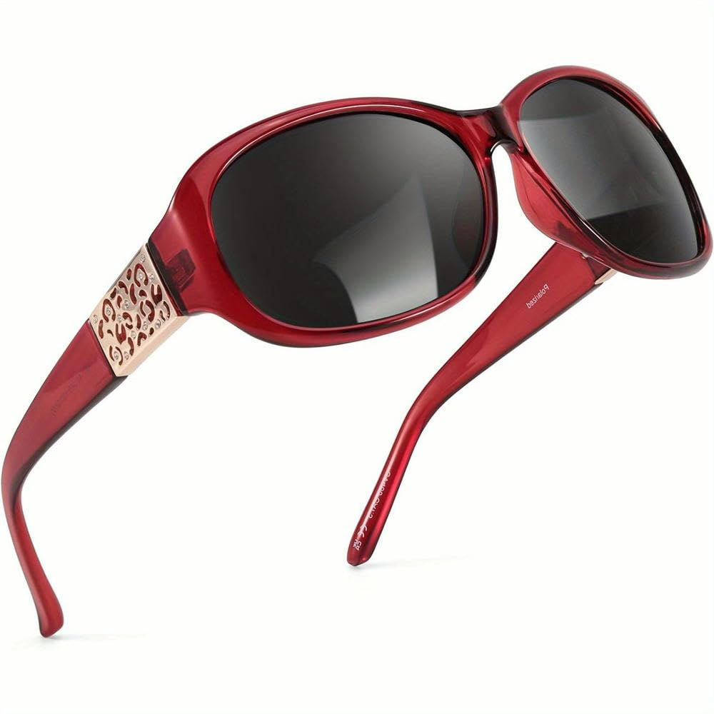 Gafas de sol polarizadas ovaladas retro de mujer con marco rojo ZBDZSW y lentes antirreflejos
