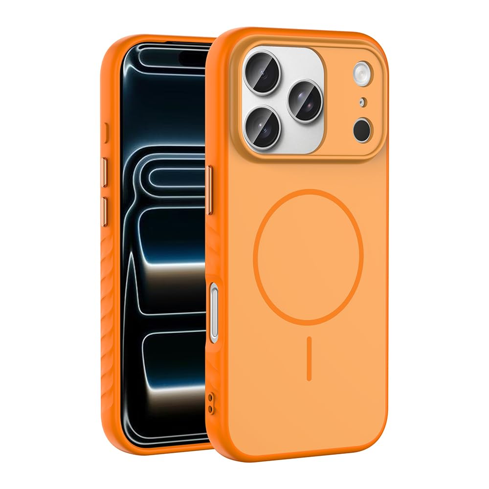 Zore Apple ile uyumlu iPhone 17 Pro Kılıf M-safe Şarj Özellikli Zore Tea Kapak Turuncu