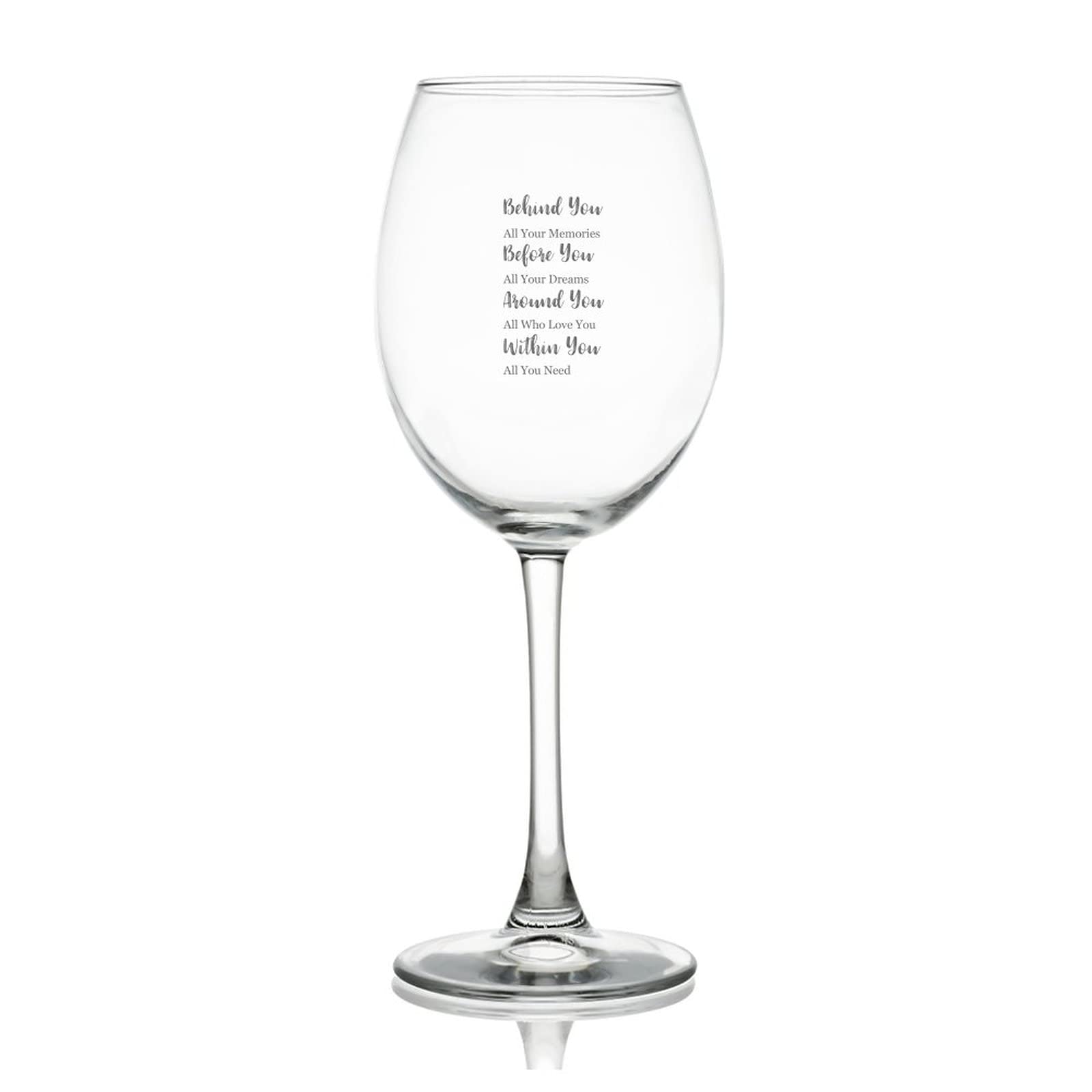 Verre à vin en cristal gravé de 500 ml avec message inspirant