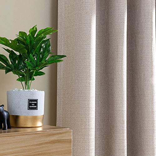 jinchan Linen Textured Jacquard Curtains for Living Room Vertical Striped Window Curtains