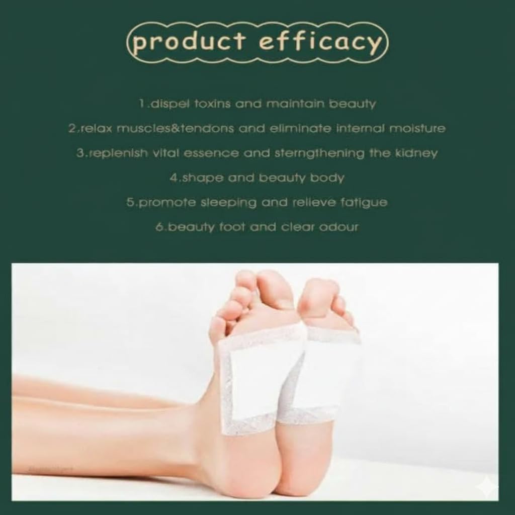 Foot patch, Herbal And Gentle Ingredient Detox Foot Pads, Natural Ingredients for Sleep Aid, Pain Relief, Toxin Removal with Bamboo Vinegar and Acupoint Micro-Massage Technology, 10 pieces — Amazon image 4