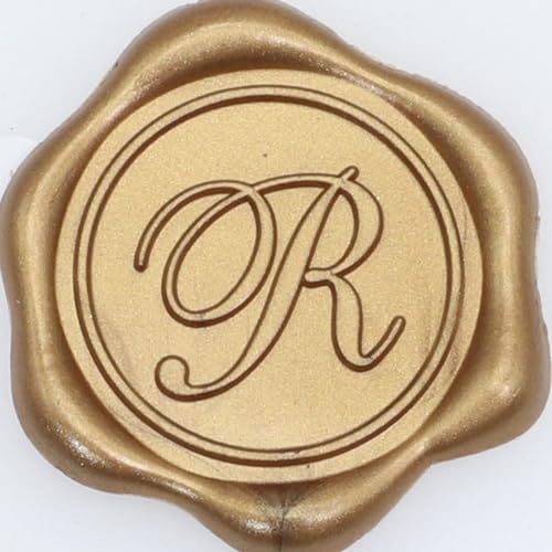Atopbb Alphabet R Wax Seal Stickers - 30 Pack Initial Letter R Self Adhesive Envelope Seals for Wedding, Party, Birthday, Christmas (Copper Gold)
