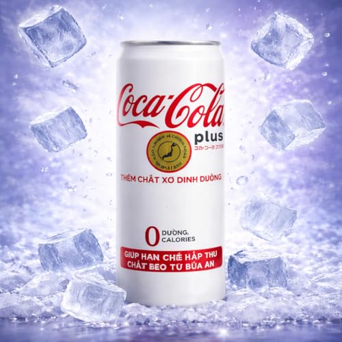 Image of Coca-Cola Plus Zero Sugar & Zero Calories Soft Drink (Pack Of 6) 320ml Can By COUGAR | Japanese Formula with Dietary Fiber | Refreshing Cola Taste | Helps Reduce Fat Absorption | Premium Coca-Cola Beverage | FREE 1 Cadbury Starbar - (IMPORTED-JAPAN)