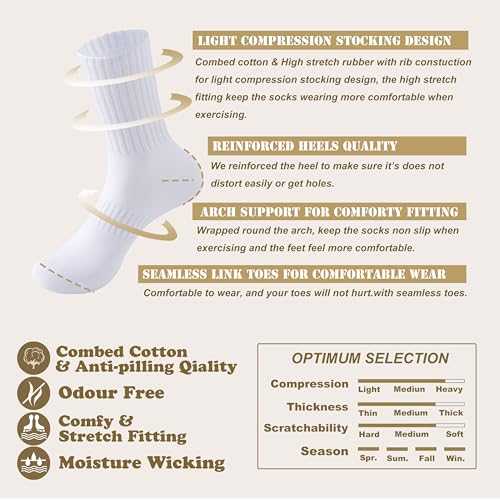 Image of MAGIARTE Womens Athletic Cotton Crew Socks Moisture Wicking Breathable Sports Casual Socks for Women 3 /5-PACK