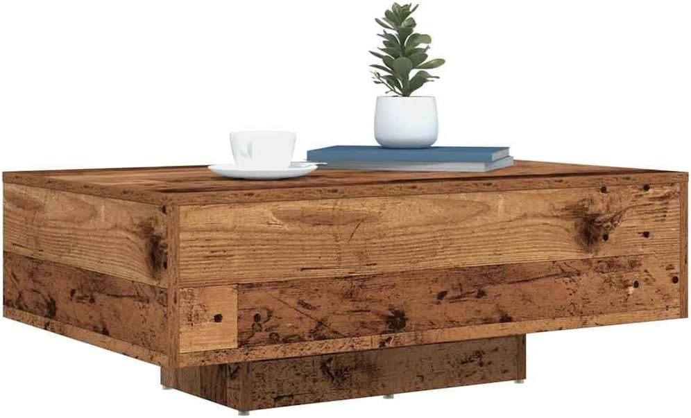 Tavolino da salotto vidaXL Legno vecchio 85x55x31 cm con LED