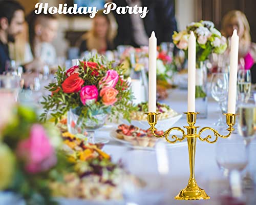 Youeon 3 Arms Candelabra, 10 Inch Tall Gold Candelabra Candle Holders For Candlesticks, Formal Events, Wedding, Church, Holiday Decor #TOP4