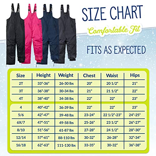 Cherokee Kids’ Snow Bib – Boys And Girls Insulated Ski Pants Overalls (4-18), Size 12/14, Black #TOP5